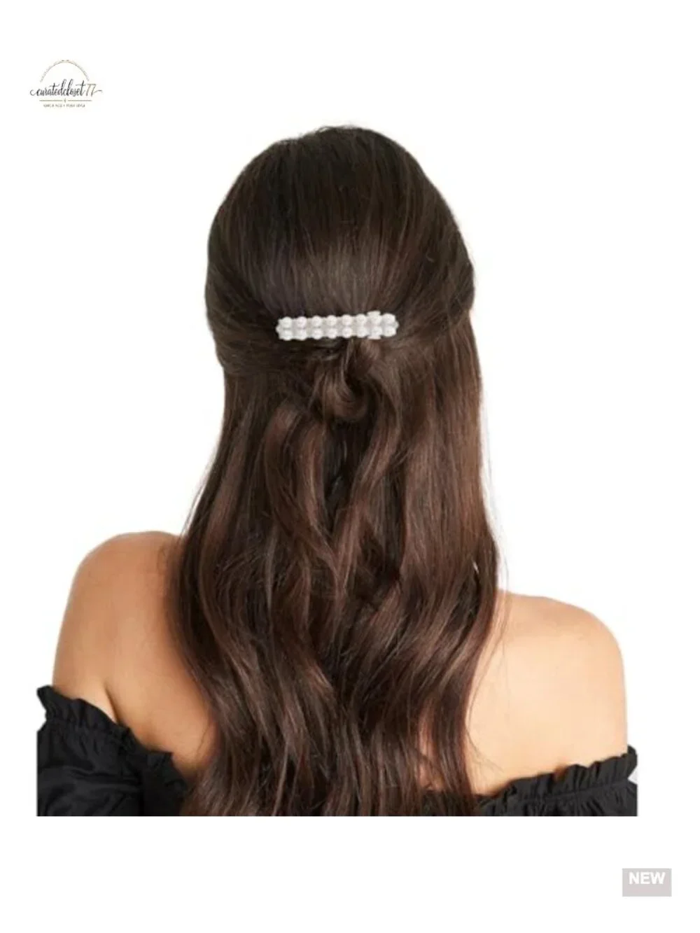 2 Pcs Pearl Barrettes, Elegant French Barrette Hair Clips with Rhinestones,